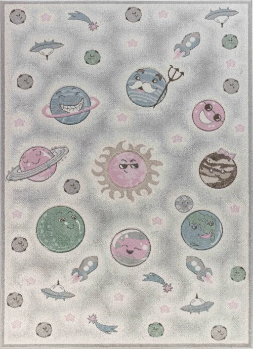 Surya Tapis Enfant - Planètes Animées - Beige Et Gris - 120x170cm 3 Surya Tapis Enfant - Planètes Animées - Beige Et Gris - 120x170cm