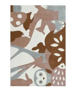 AFK Living Tapis Enfant Puzzle Forêt Marron 80x150