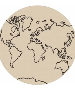 Home Maison Tapis Enfant Rond Carte Du Monde Beige 80x80