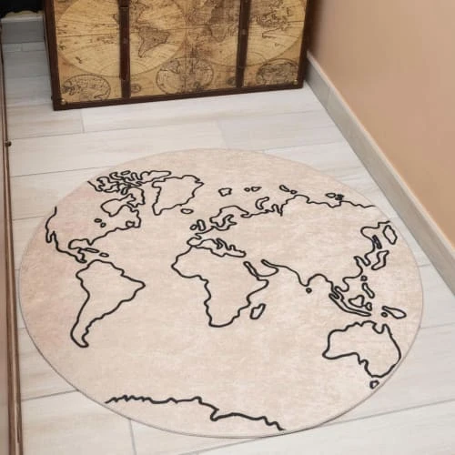 Home Maison Tapis Enfant Rond Carte Du Monde Beige 80x80 4 Home Maison Tapis Enfant Rond Carte Du Monde Beige 80x80 – Image 2