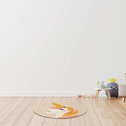 GUY LEVASSEUR Tapis Enfant Rond En Coton Ecru 70x70cm 4 GUY LEVASSEUR Tapis Enfant Rond En Coton Ecru 70x70cm – Image 2
