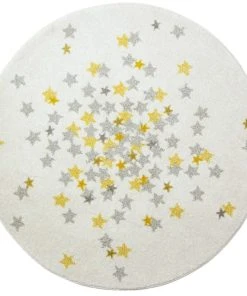AFK Living Tapis Enfant Rond Nova Jaune 120x120