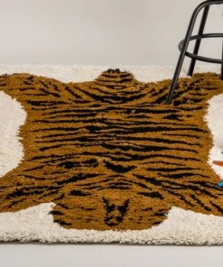 AFK Living Tapis Enfant Shaggy Tigre Marron 80x150 7 AFK Living Tapis Enfant Shaggy Tigre Marron 80x150 -Boutique KidKraft tapis enfant shaggy tigre marron 80x150 2