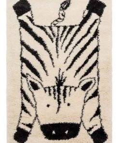 AFK Living Tapis Enfant Shaggy ZĂšbre CrĂšme 80x150