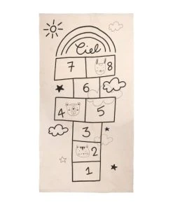 Home Maison Tapis Enfant Souple Imprimé Marelle Naturel 80x150