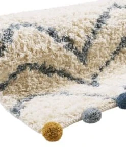 ESPRIT Tapis Fait Main En Coton Beige Et Bleu à Pompons 120x180 -Boutique KidKraft tapis fait main en coton beige et bleu a pompons 120x180 5