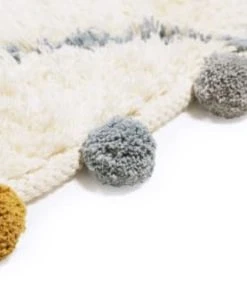 ESPRIT Tapis Fait Main En Coton Beige Et Bleu à Pompons 80x150 -Boutique KidKraft tapis fait main en coton beige et bleu a pompons 80x150 3
