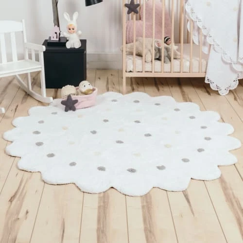 Lorena Canals Tapis Géométrique Enfant En Coton Blanc Ø 140 4 Lorena Canals Tapis Géométrique Enfant En Coton Blanc Ø 140 – Image 2