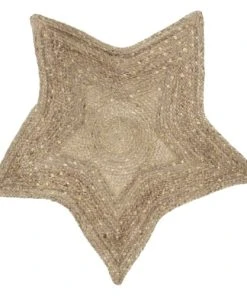 Home Maison Tapis Jute étoile Pois Dorés