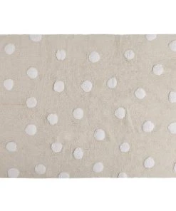 Lorena Canals Tapis Lavable à Pois Blancs En Coton Beige 120x160