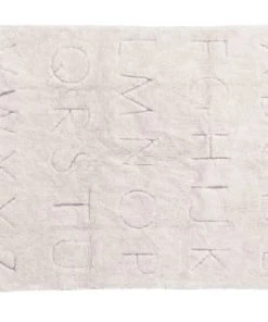 Lorena Canals Tapis Lavable Alphabet En Coton Blanc 120x160