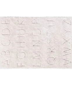 Lorena Canals Tapis Lavable Alphabet En Coton Blanc 90x130