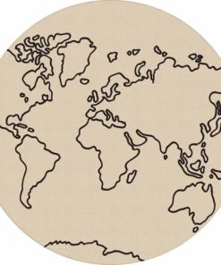 Nazar Tapis Lavable Carte Du Monde Beige 80x80