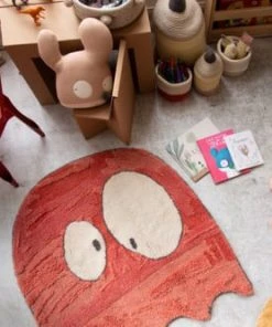 Lorena Canals Tapis Lavable Ghost En Laine Orange 100x100 -Boutique KidKraft tapis lavable ghost en laine orange 100x100 3