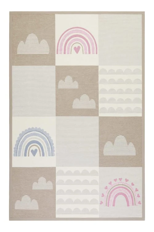 ESPRIT Tapis Plat Réversible Tons Pastels Beige, Rose Et Bleu 70x140 3 ESPRIT Tapis Plat Réversible Tons Pastels Beige, Rose Et Bleu 70x140