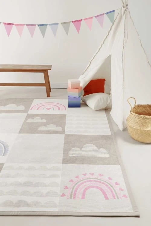 ESPRIT Tapis Plat Réversible Tons Pastels Beige, Rose Et Bleu140x200 4 ESPRIT Tapis Plat Réversible Tons Pastels Beige, Rose Et Bleu140x200 – Image 2