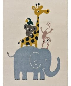 Atticgo Tapis Pour Enfants Avec Des Animaux En Multicolore, 120x170 Cm