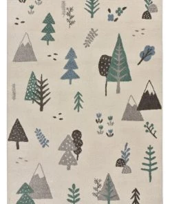 Atticgo Tapis Pour Enfants Avec Des Arbres En Multicolore, 120x170 Cm