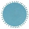 Maisons Du Monde Tapis Rond à Pompons Bleu Canard Et Détails Lurex Doré