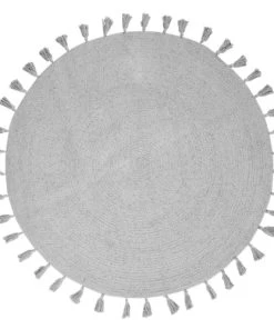 Maisons Du Monde Tapis Rond à Pompons En Coton Gris D100