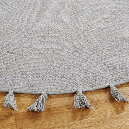 Maisons Du Monde Tapis Rond à Pompons En Coton Gris D100 4 Maisons Du Monde Tapis Rond à Pompons En Coton Gris D100 – Image 2