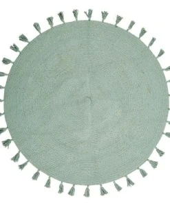 Maisons Du Monde Tapis Rond à Pompons En Coton Vert D100