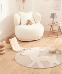 Nazar Tapis Rond Beige Et Crème Motif Bambi - D120 9 Nazar Tapis Rond Beige Et Crème Motif Bambi - D120 -Boutique KidKraft tapis rond beige et creme motif bambi d120 1