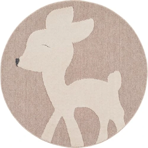 Nazar Tapis Rond Beige Et Crème Motif Bambi - D120 3 Nazar Tapis Rond Beige Et Crème Motif Bambi - D120