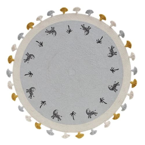 Maisons Du Monde Tapis Rond En Coton Tressé Imprimé à Pompons D100 3 Maisons Du Monde Tapis Rond En Coton Tressé Imprimé à Pompons D100