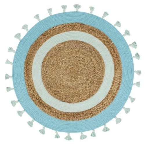 Maisons Du Monde Tapis Rond En Jute Et Coton à Pompons Bleu 3 Maisons Du Monde Tapis Rond En Jute Et Coton à Pompons Bleu
