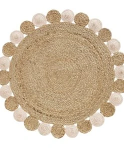 Maisons Du Monde Tapis Rond En Jute Et Coton Rose Et Beige D100