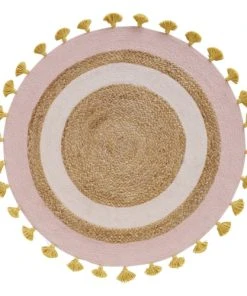 Maisons Du Monde Tapis Rond En Jute Tressé Et Coton à Pompons D100