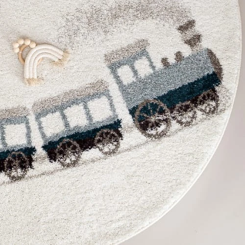 AFK Living Tapis Rond Enfant Train Vintage120x120 7 AFK Living Tapis Rond Enfant Train Vintage120x120 – Image 5