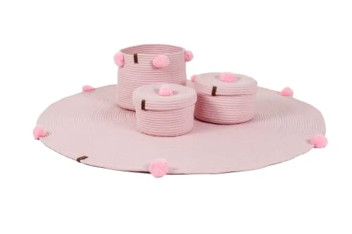 Nazar Tapis Rond Enfant Uni Fait Main Aspect Jute Rose - D120 8 Nazar Tapis Rond Enfant Uni Fait Main Aspect Jute Rose - D120 – Image 6