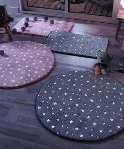 Douceur D'Intérieur Tapis Rond Flanelle Phosphorescent Gris D90cm -Boutique KidKraft tapis rond flanelle phosphorescent gris d90cm 2