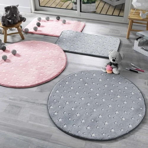 Douceur D'Intérieur Tapis Rond Flanelle Phosphorescent Rose D90cm 4 Douceur D'Intérieur Tapis Rond Flanelle Phosphorescent Rose D90cm – Image 2