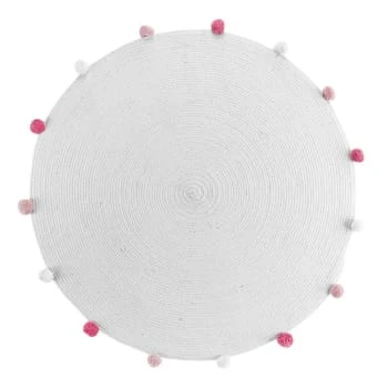 Douceur D'Intérieur Tapis Rond Pompons Rose Dragée D90cm 8 Douceur D'Intérieur Tapis Rond Pompons Rose Dragée D90cm – Image 6