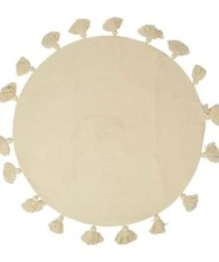 Decoratie Tapis Rond Pompons Gris Coton D90cm -Boutique KidKraft tapis rond pompons ecru coton d90cm