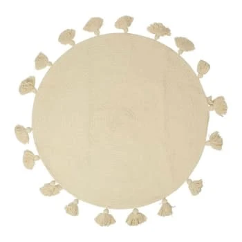 Decoratie Tapis Rond Pompons écru Coton D90cm 6 Decoratie Tapis Rond Pompons écru Coton D90cm – Image 5