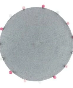 Douceur D'Intérieur Tapis Rond Pompons Gris D90cm -Boutique KidKraft tapis rond pompons gris d90cm pompomparty 2