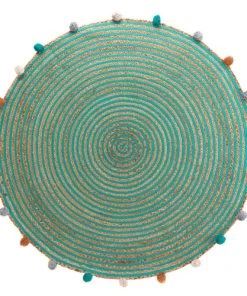 Douceur D'Intérieur Tapis Rond Pompons Jute Polycoton D90cm