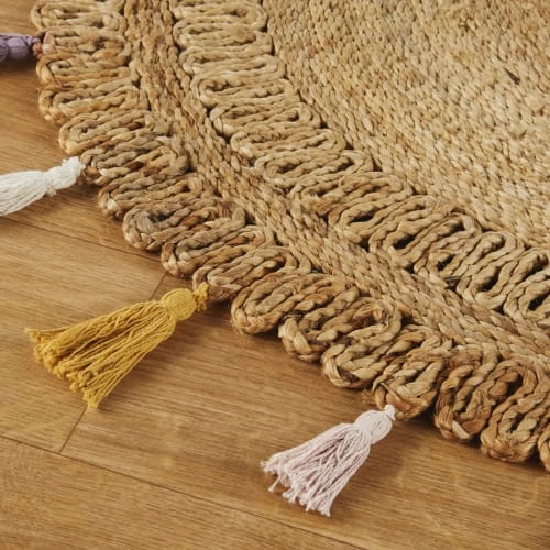 Maisons Du Monde Tapis Rond Tressé Jute à Pompons En Coton OEKO-TEX® 4 Maisons Du Monde Tapis Rond Tressé Jute à Pompons En Coton OEKO-TEX® – Image 2