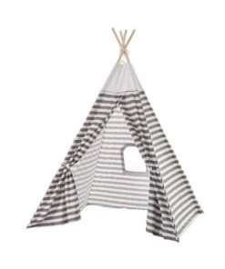 Unimasa Tente De Jeu Pour Enfant Tipi Gris Et Blanc Rayures