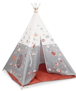 Boutique KidKraft 24 Beeloom Tente Tipi Pour Enfant En Bois Naturel Et Polyester Imperméable Gris