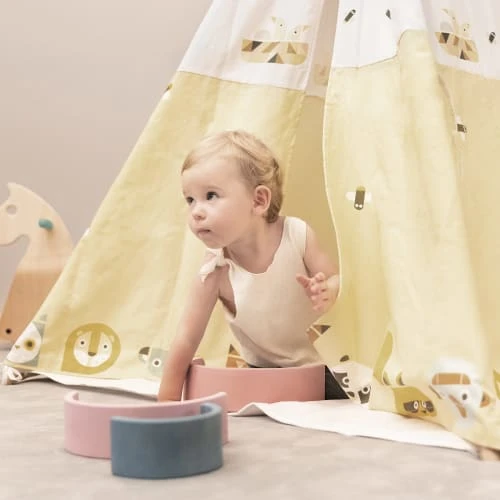 Beeloom Tente Tipi Pour Enfants En Bois Naturel Et Coton Jaune 4 Beeloom Tente Tipi Pour Enfants En Bois Naturel Et Coton Jaune – Image 3