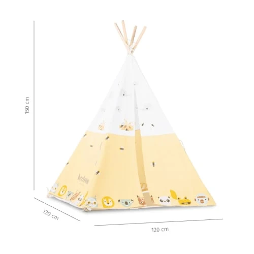 Beeloom Tente Tipi Pour Enfants En Bois Naturel Et Coton Jaune 5 Beeloom Tente Tipi Pour Enfants En Bois Naturel Et Coton Jaune – Image 4