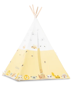 Beeloom Tente Tipi Pour Enfants En Bois Naturel Et Coton Jaune