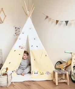 Beeloom Tente Tipi Pour Enfants En Bois Naturel Et Coton Jaune 11 Beeloom Tente Tipi Pour Enfants En Bois Naturel Et Coton Jaune -Boutique KidKraft tente tipi pour enfants en bois naturel et coton jaune 3