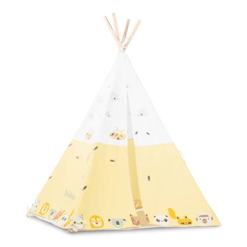 Beeloom Tente Tipi Pour Enfants En Bois Naturel Et Coton Jaune 2 Beeloom Tente Tipi Pour Enfants En Bois Naturel Et Coton Jaune