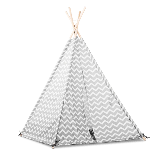 Beeloom Tente Tipi Pour Enfants En Bois Naturel Et Polyester Blanc Et Gris 3 Beeloom Tente Tipi Pour Enfants En Bois Naturel Et Polyester Blanc Et Gris